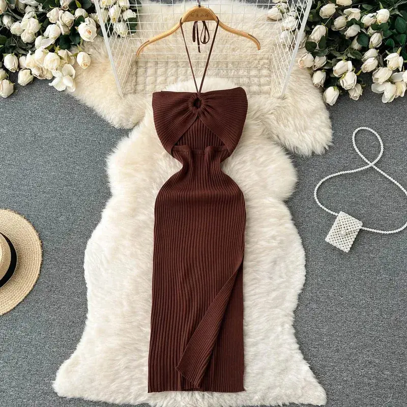 Yuoomuoo chique moda sexy pacote quadris divisão malha vestido de verão 2025 feminino magro elástico bodycon vestido de festa streetwear outfit — image 13