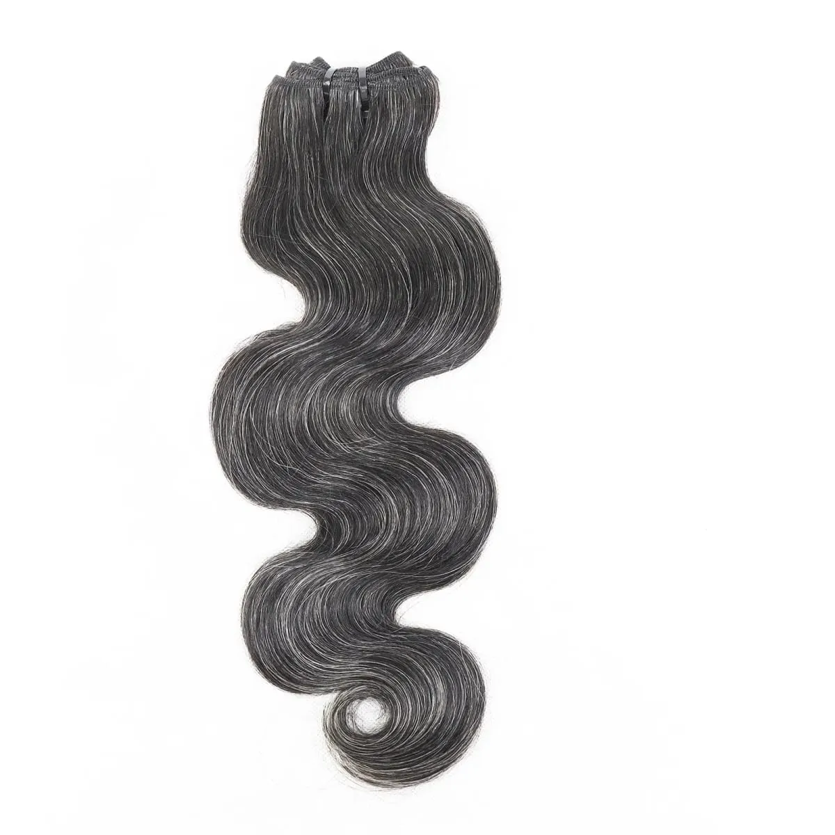 Yaki Straight Salt And Pepper Human Hair Bundles 12Inch Double Drawn Virgin Brazilian Hair Extensions For Women 100g/Pack — image 7