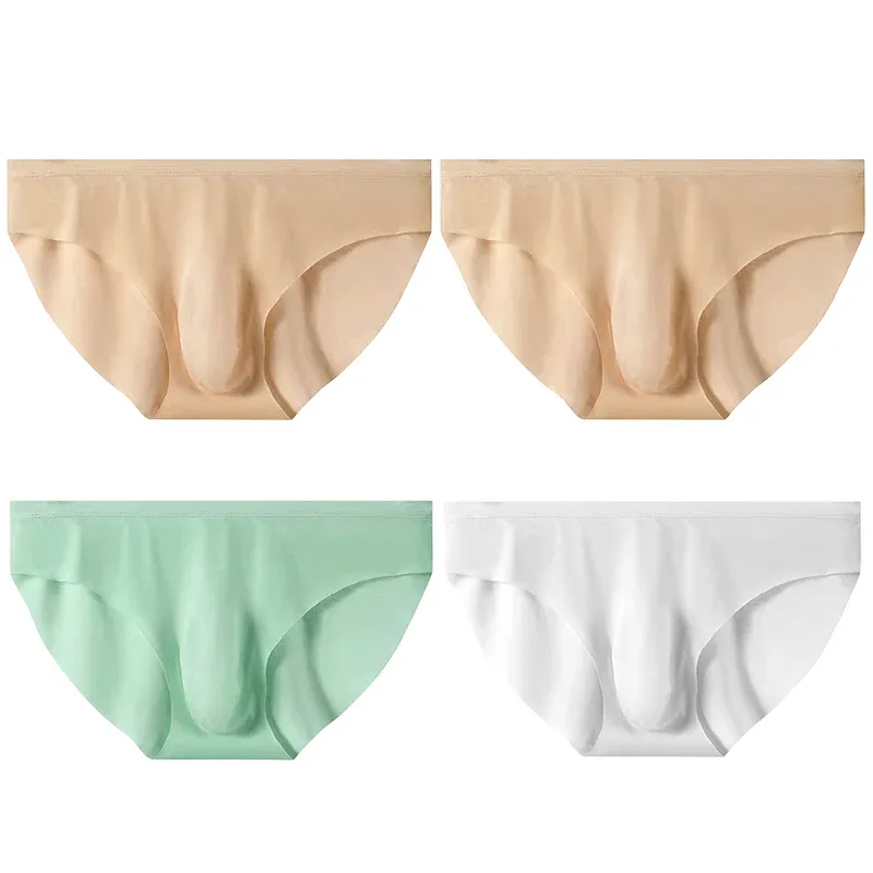 4Pcs Men Ice Silk Briefs Ultra Thin Transparent Seamless 3D Pouch Low Waist Breathable Triangle Underwear — image 14