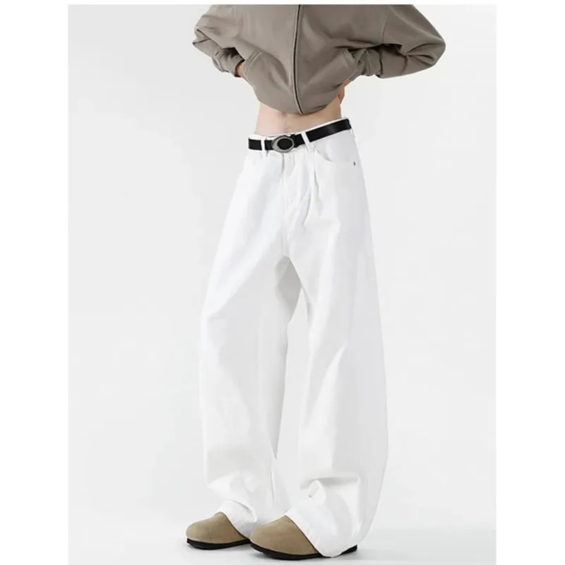 Summer Thin Breathable Men Jeans American Style White Bending Knife Denim Pants Trend Male Loose Straight Leg Wide Leg Trousers — image 3