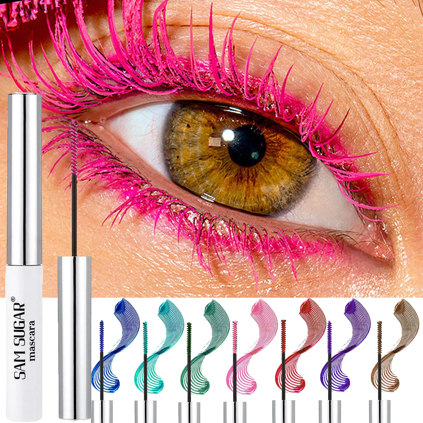 Färgglad Slender Mascara Vattenfast Snabbtorkande Curling Ögonfransar Flerfärgade Fransar Makeup Långvarig Blågrön Kosmetika — image 2