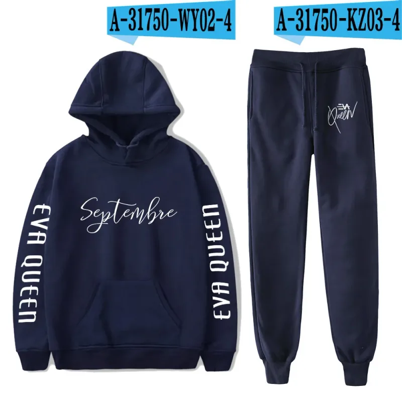 Hip Hop Bekväm Eva Queen Print Sweatshirt Träningsbyxor Kostym Huvtröjor+ Byxor Kostym Pojkar/Flickor 2-delat set Kläder — image 37