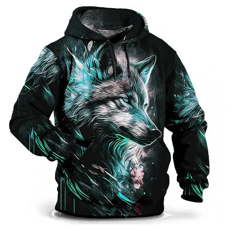 Moda lobo padrão moletom com capuz masculino manga longa rua hip hop 3d impressão animal moletom com capuz 6xl plus size casual hoodie — image 12