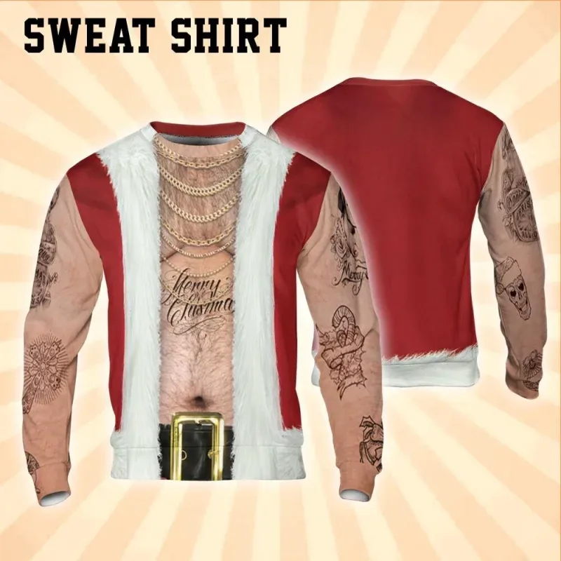 3D Print Ugly Christmas Sweatshirts For Men Women Santa Claus Pattern Long Sleeves Casual Festival Loose Pullover O-Neck Hoodies — image 10