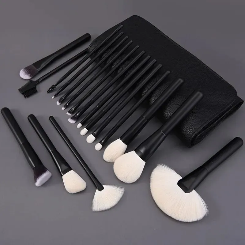 Natural Hair Makeup Brushes Travel Set 12PCS Portable With Eyebrow Eyeshadow Foundation Blending And Pouch — image 1
