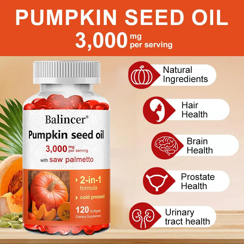 Virgin Pumpkin Seed Oil 3 000mg na may Saw Palmetto na Mayaman sa Omega 6 at 9 Essential Fatty Acids Prostate & Bladder Supplement — image 3