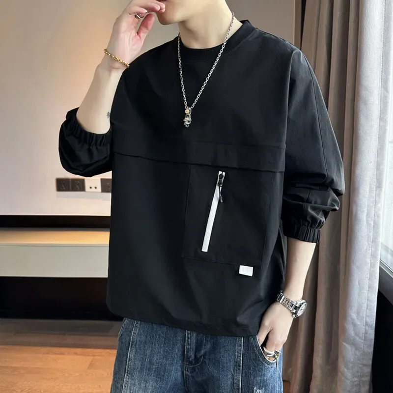 Ležérní Pánské lehké a prodyšné pulovry Jaro Léto Nylonové natahovací mikiny Streetwear Jednobarevné mikiny Oblečení — image 1