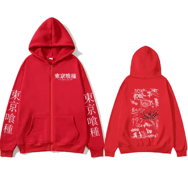 Japanese Anime Tokyo Ghoul Ken Kaneki Zipper Hoodies Men Fashion Zip Up Hooded Sweatshirts Long Sleeves Pullovers Jackets Caots — image 3