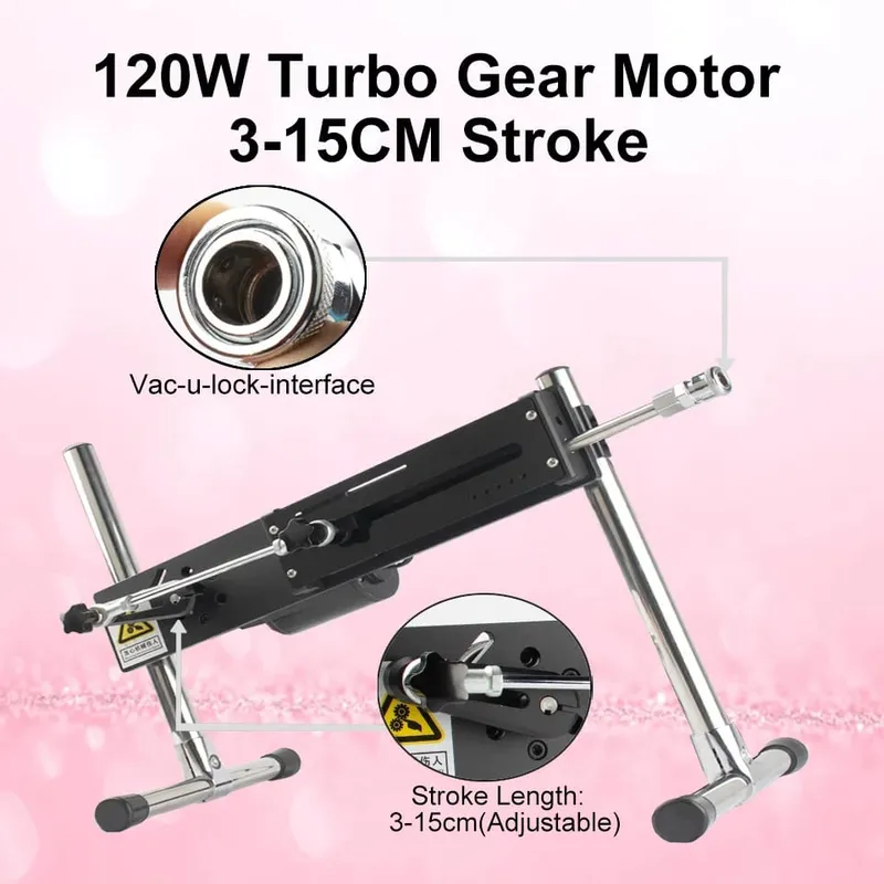 120W Sex Machine Strong Power Turbo Gear Onani Love Machine V-U-Lock Vibrator Sex Machine med Dildo — image 4