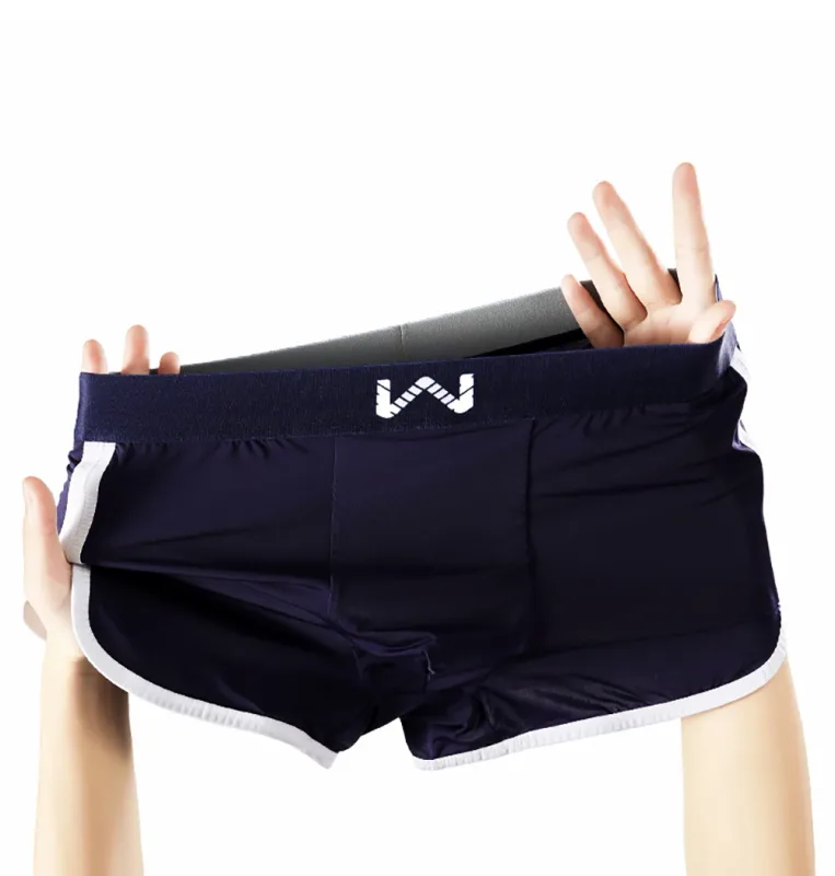 3 unidades/pacote de seda gelo respirável malha antibacteriana cuecas masculinas grande espaço bolsa calcinha alta cintura elástica boxer homme — image 17