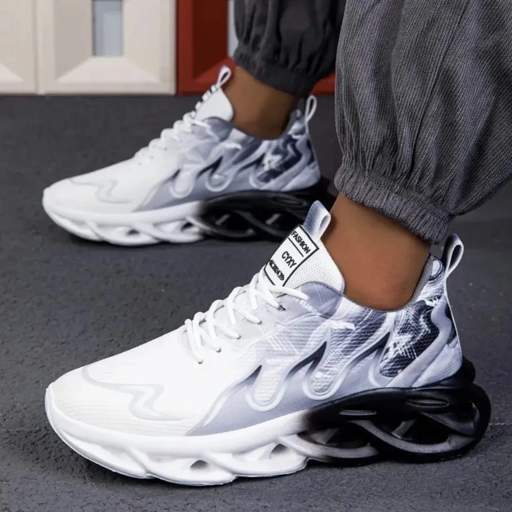Men's Casual Sports Shoes Breathable Lightweight Flame Print Sports Shoes Summer Outdoor Tennis Running Hiking Shoes for Men — image 2