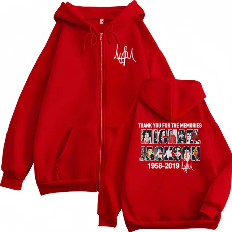 Michael Jackson Thank You for The Memories Zipper Hoodies Men Women Harajuku Fashion Sweatshirt Coats Oversized Zip Up Pullovers — image 4