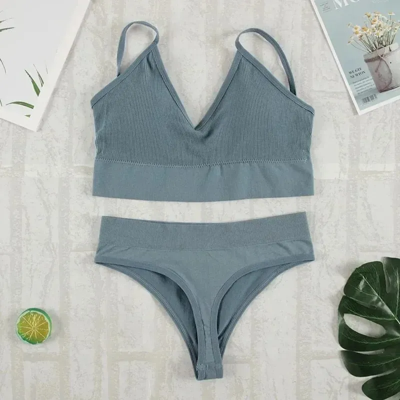 2 Pcs Bra Set Underwear Set Women Panties Sexy G-String Seamless Bralette Female Lingerie Soft Tank Crop Top 2026 New