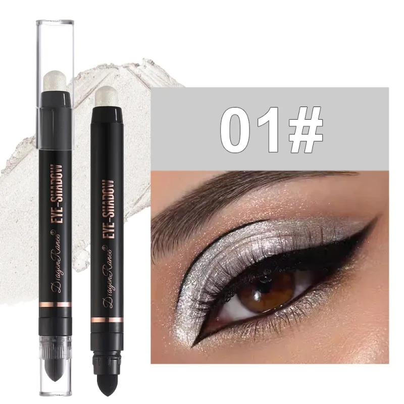 Double Head Pearlescent Eyeshadow Pencil Waterproof Glitter Metallic Blue Green Eye Shadow Makeup Pigment White Eyes Highlighter — image 11
