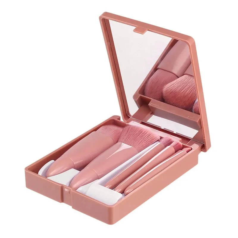 【B】5Pcs Makeup Brushes Set Mini Makeup Brushes Small Complete Function Cosmetic Brushes Kit With Case And Mirror — image 6
