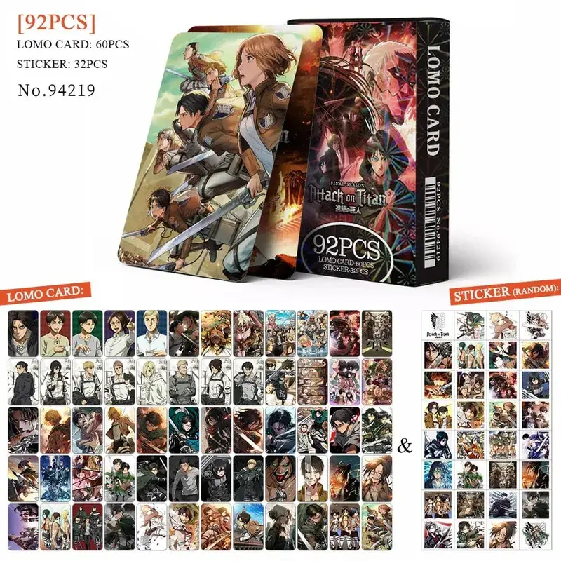 Tarjeta postal de Anime Attack on Titan Lomo, juguete Haikyuu boticario diarios Honkai Star Rail, tarjetas de colección con pegatinas de regalo — image 23