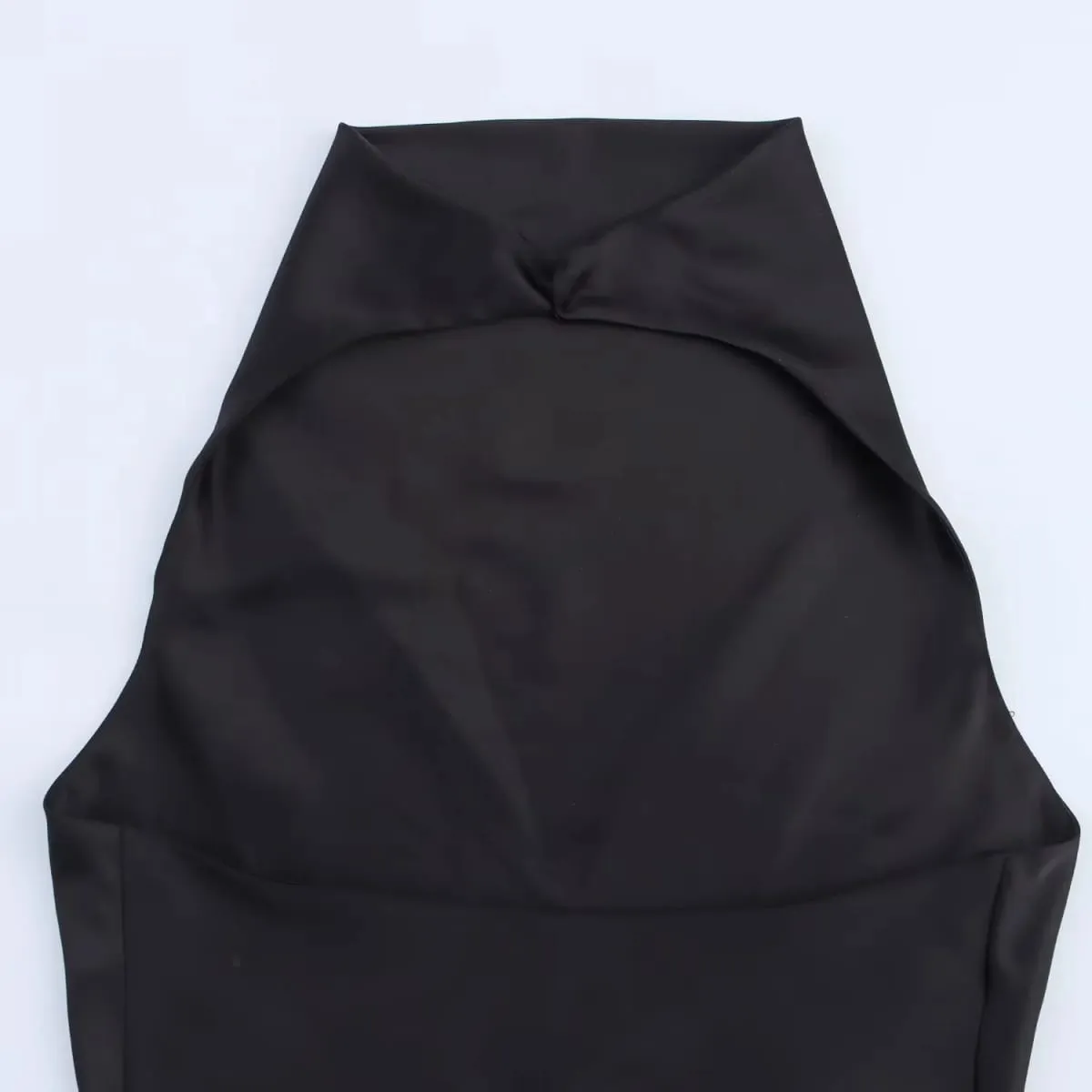 2025 Summer New Pambabaeng Damit Simpleng Ugali Fashionable At Sexy Backless Silk Satin Texture Hanging Neck Dress — image 4