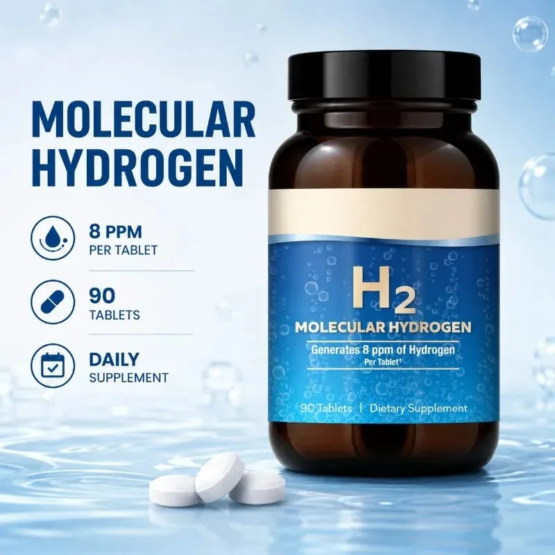 H2 Molecular Hydrogen - Supports Healthy Aging Cellular Energy & Brain Health - with Elemental Magnesium 90 Tablets GMO Free — image 1
