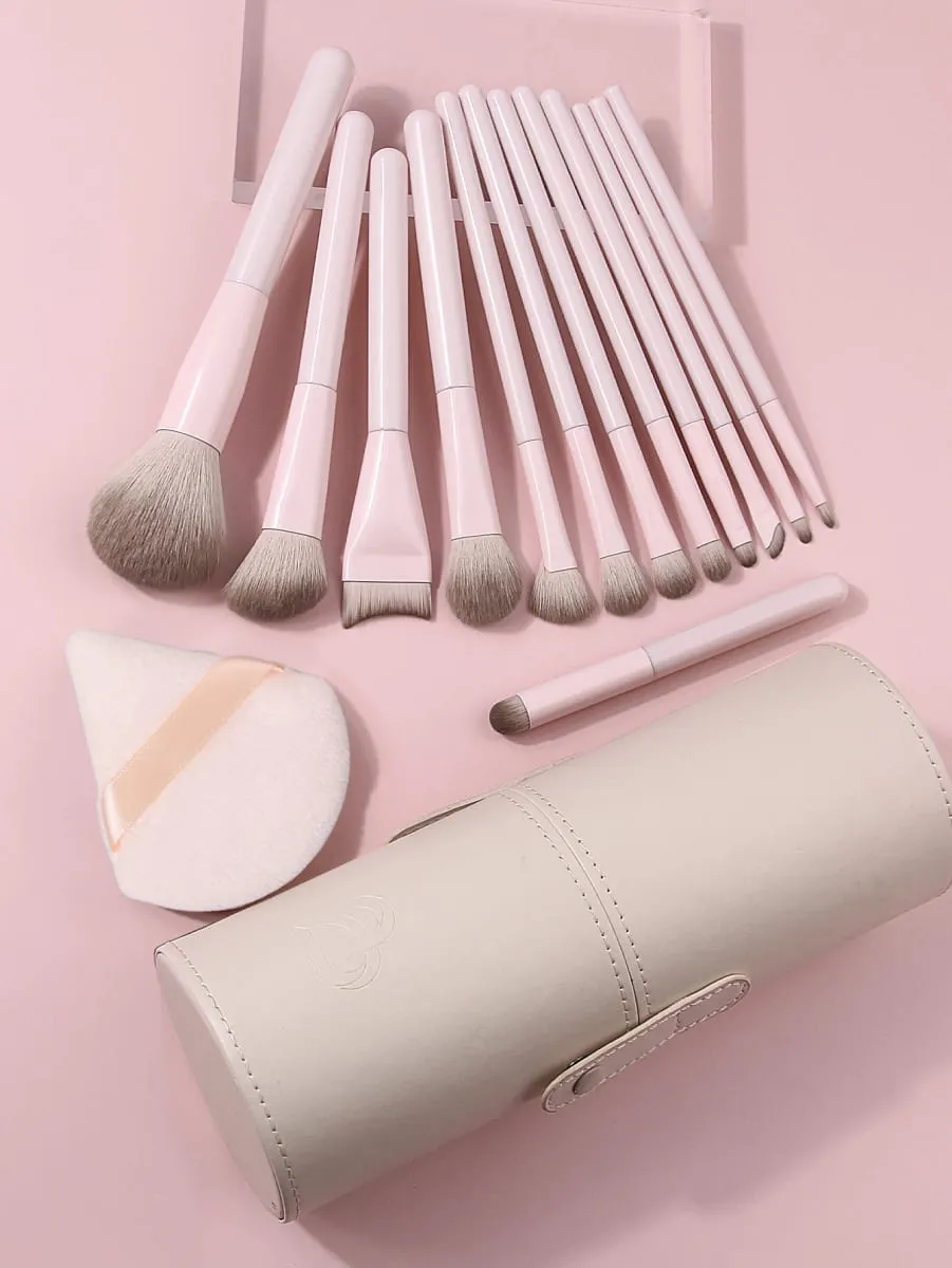 15Pcs Makeup Brushes Set with Storage Bucket & Triangle Powder Puff Foundation Blush Eyeshadow Contour Full Face Makeup Tools — image 5