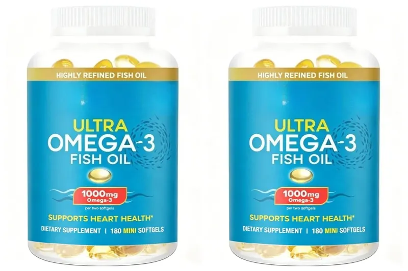 Fish Oil Omega 3 Mini Softgels 1000mg EPA + DHA Ultra Pure Supplements Heart Health Support Easy To Swallow Minis 180 Count