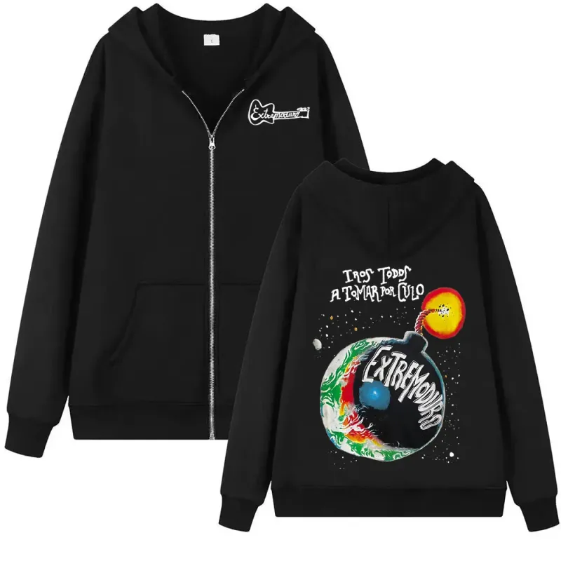 Rock band extremoduro tour 2026 zip up hoodies moda masculina gótico velo sweatshirts casacos de grandes dimensões com capuz com zíper streetwear — image 1