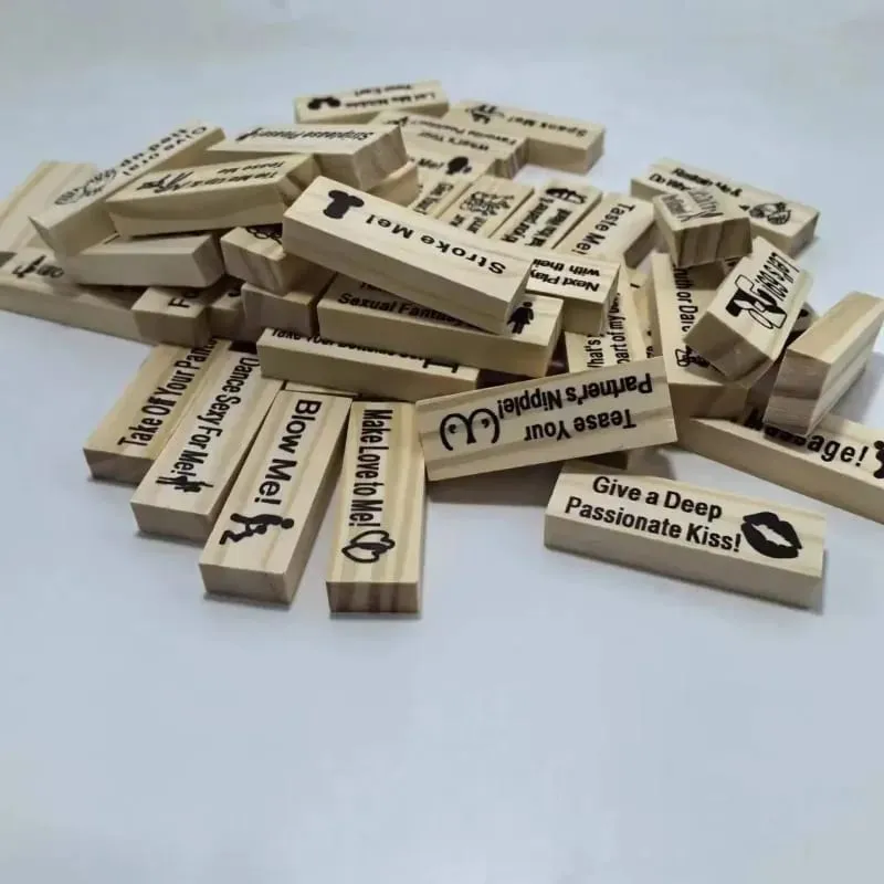 48Pcs Wooden Sex Block Tumbling Tower Stacking GamesGame For Adults Sex Toys Valentine For Couples Erotica Party SM Block
