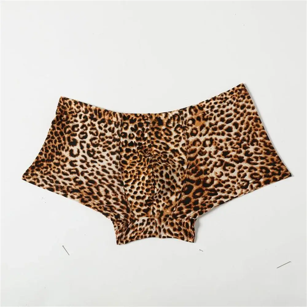 Men's Leopard Print Underwear Sexy Ice Silk Fabric Fashionable Boxers Personalized Male Trunk Shorts Plus Size — image 6