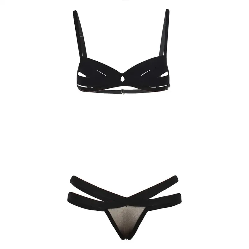 Lingerie feminina espartilho bandagem oco underwire atrevido musselina roupa de dormir roupa de dormir — image 7