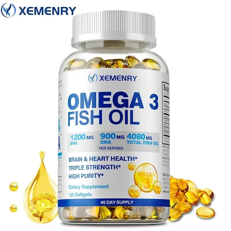 Óleo de peixe ômega-3 - melhora a concentração da memória e a cognição, promove a saúde do cérebro e dos olhos, melhora a função imunológica — image 1