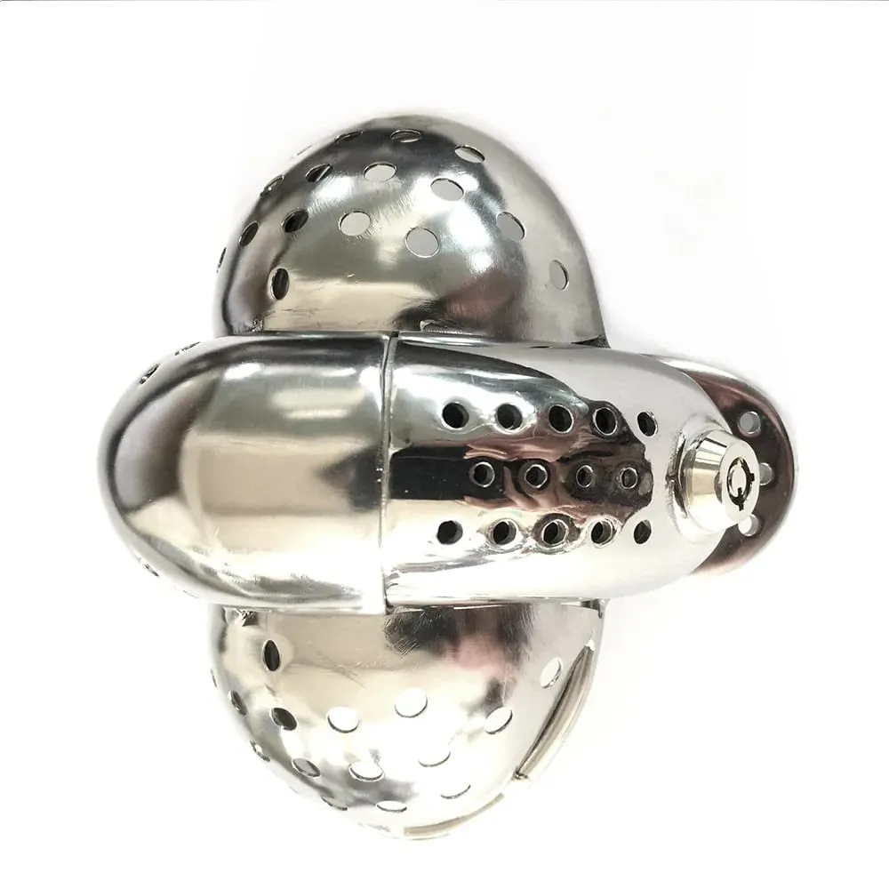 Male Stainless Steel Chastity Belt Cock Cage EMCC Lock Adjustable Metal Chastity Belt BDSM Pang-adultong Produkto Sex Toy para sa Mga Lalaki — image 6