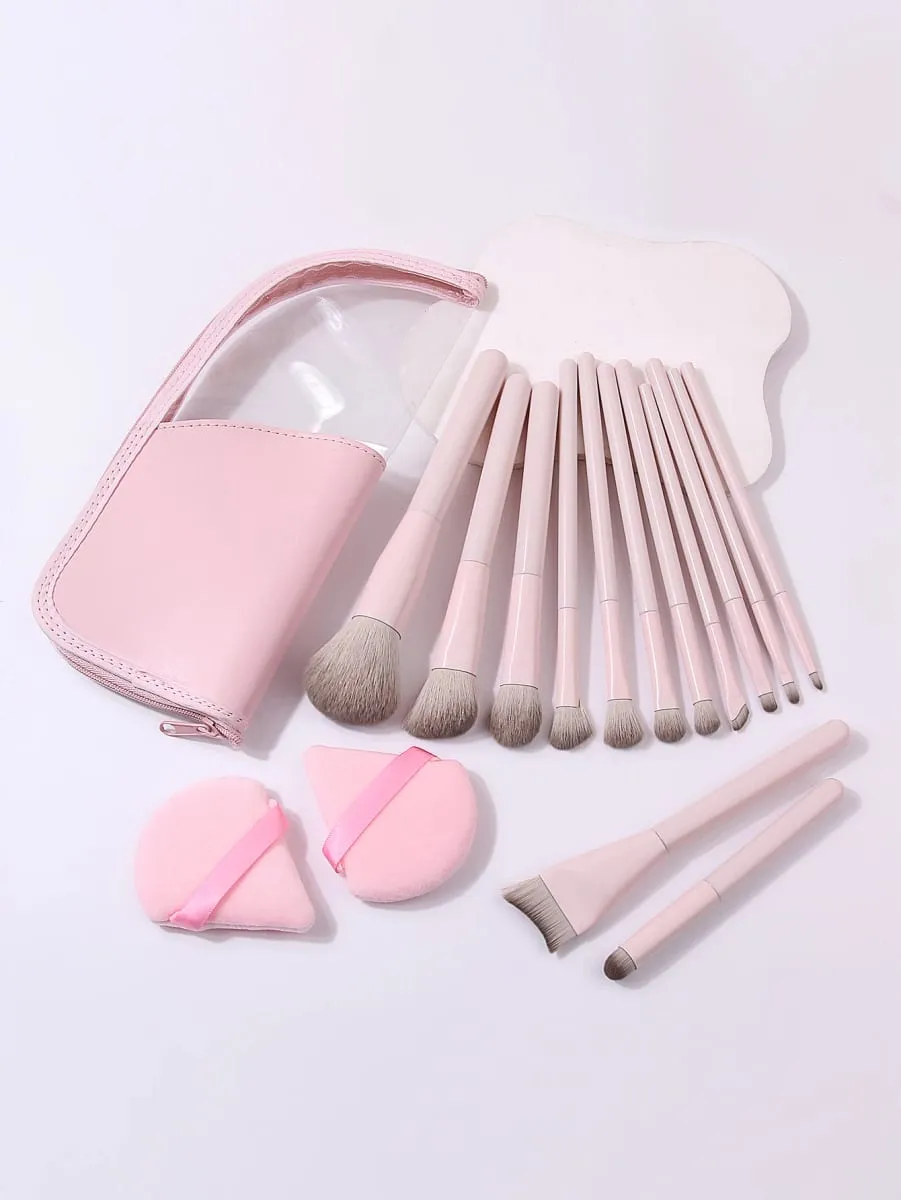 Ensemble de pinceaux de maquillage 16 pièces, avec bouffantes de poudre triangulaires et sac de rangement pour fond de teint, Blush, fard à paupières, Kit de maquillage complet pour le visage — image 3