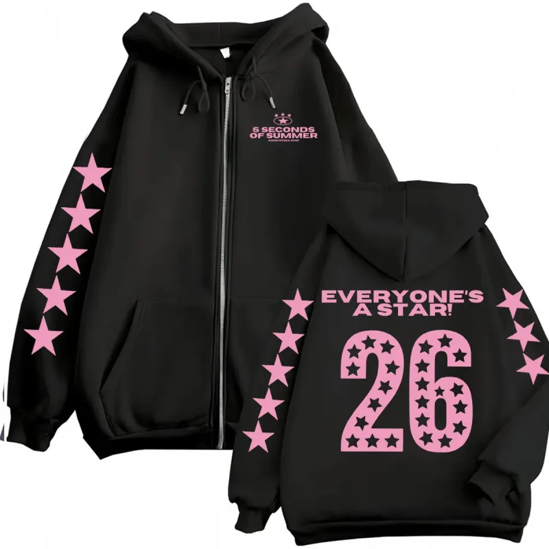 5 Seconds of Summer Everyone's A Star World Tour Zip Up Hoodies Men Women Harajuku Hip Hop Gothic Jacket Sweatshirt Hoodie Coats — image 3