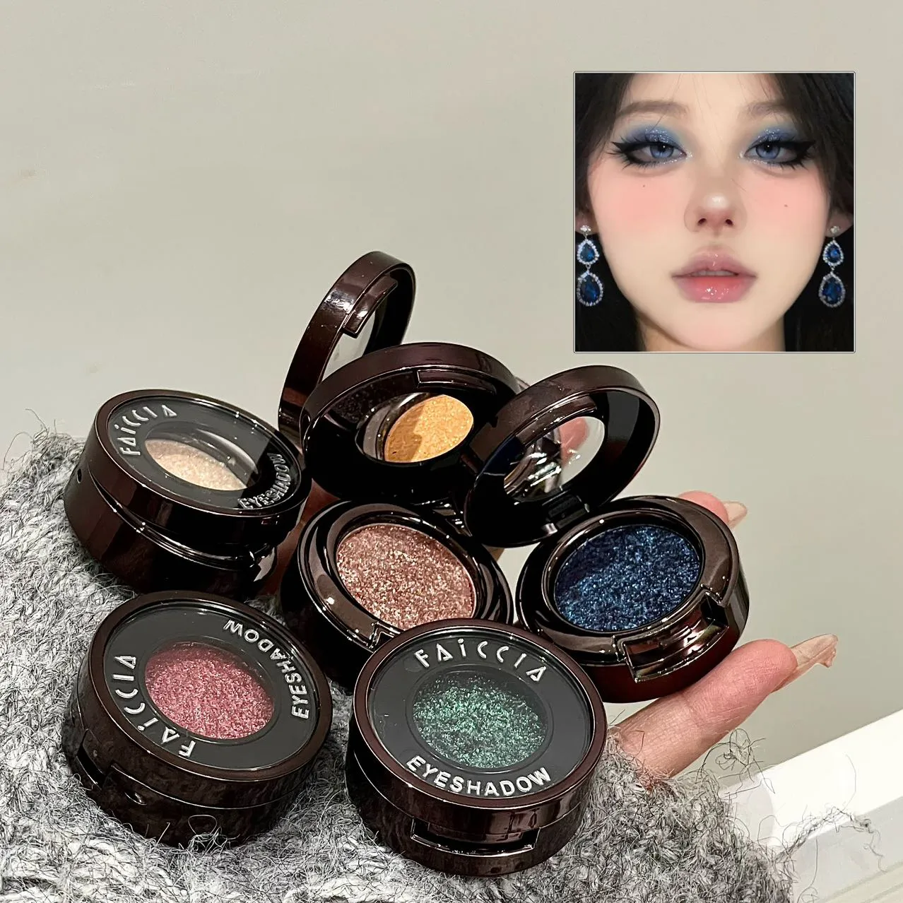 Chameleon Smoky Green Eyeshadow Palette High Gloss Easy-To-Apply Sparkling Purple Pearlescent Eye Shadow Brightening Makeup — image 2