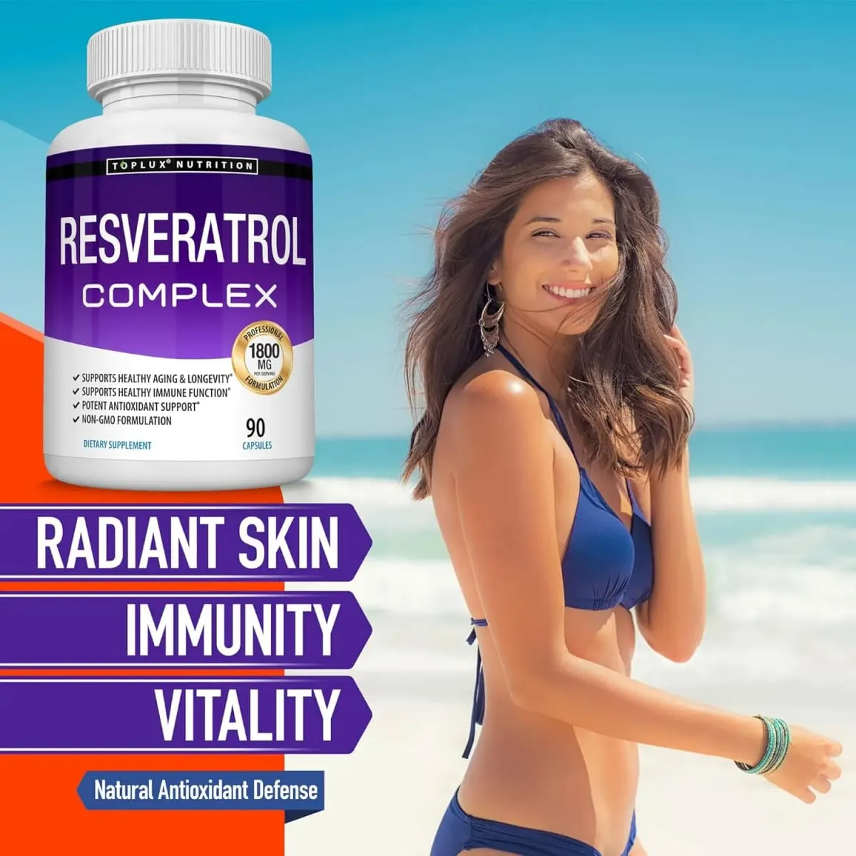 Resveratrol Complex 1800mg Capsules Antioxidant Complex Trans Resveratrol Supplement for Men Women | Non-GMO Gluten Free — image 5