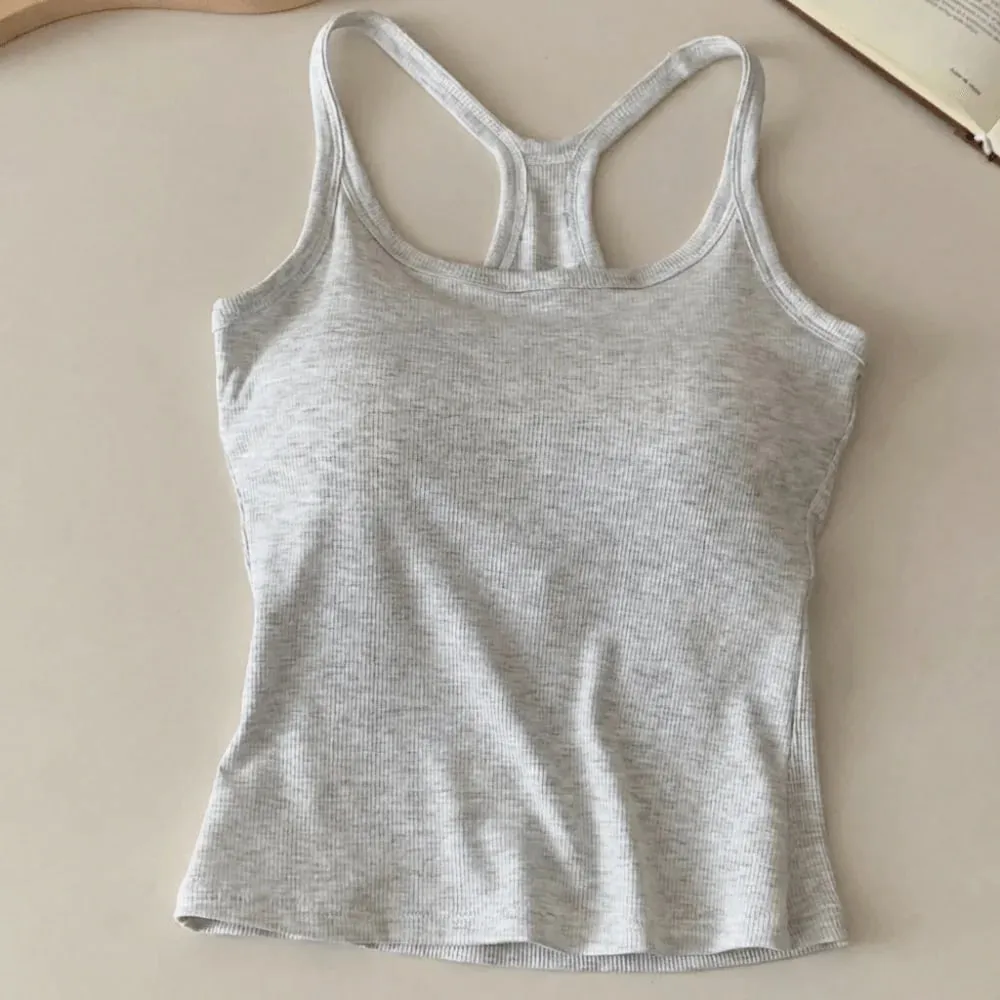 Wide Shoulder Straps Hollow Vest Comfortable H-Shaped Back Breast Small Camisole Slim Design Elastic Thin Tank Tops — image 14