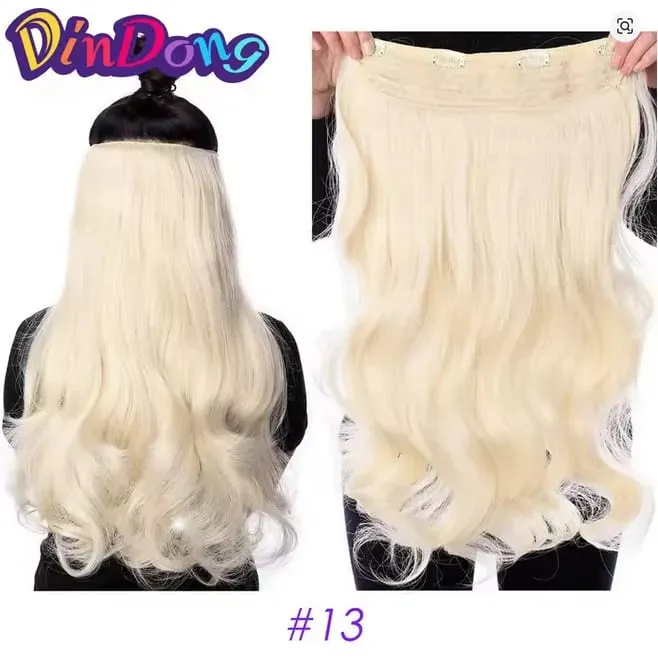 24 Inch Clips in Hair Extensions for Women Synthetic Long Natural Wavy Curly Hair in One Hairpiece Weft with Secure 4 Clips in