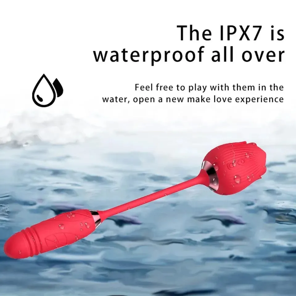 Powerful Rose Sucking Thrusting Vibrator Clitoral Nipple Stimulator G-Spot Massager Rechargeable Waterproof Sex Toy for Women