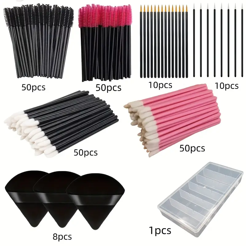 229PCS Makeup Brush Set - 100 Lash & 100 Lip Brushes with Storage Case All-in-One Kit for Beginners/Pros (Salon & Home Use)