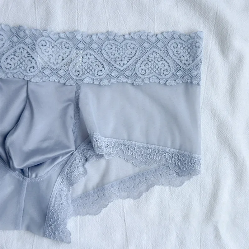 Panlalaking Ice Silk Lace Trim Manipis na Seamless Brief Makintab na 3D Pouch Magaan na Panloob na Panty Kumportable Araw-araw na Lingerie — image 15