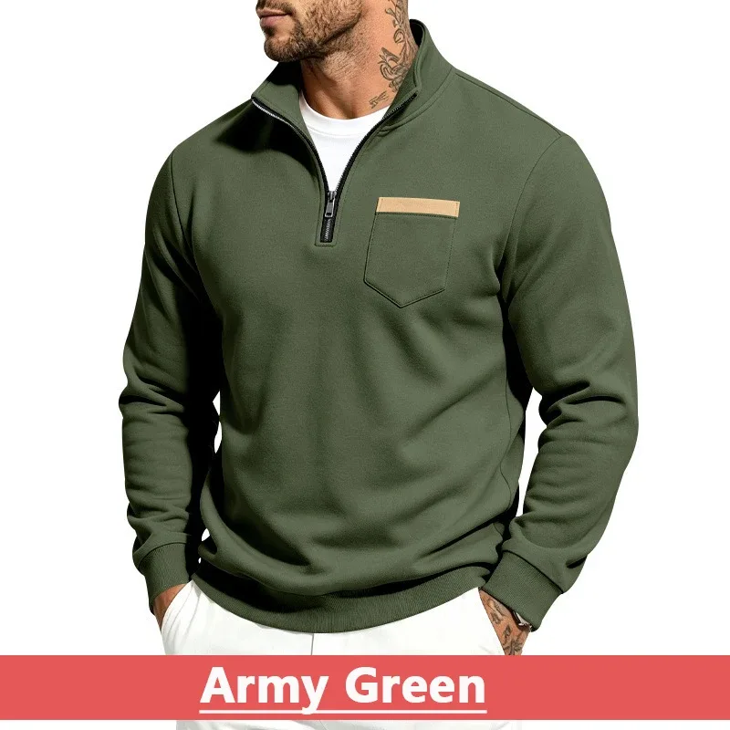 Mga Lalaki 2026 Autumn Winter Hot Item Fleece Lined Stand Collar Loose Vintage Sweatshirt Casual Commuter Fashion Lalaki Pang-araw-araw na Panlabas na Kasuotan — image 37