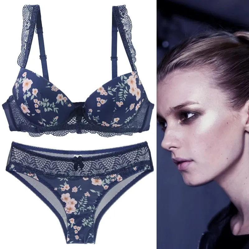 2023 Bagong Sexy Ladies Bras Set Para sa Big Boops BCDE Cup Bow Floral Underwear Black Beige Blue Red White Lace Women Lingerie — image 6