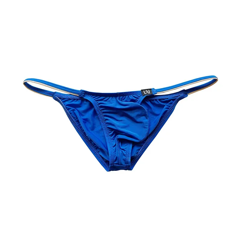 New Arrival Men's Ice Silk Briefs Color Block Low-rise Thin Sexy Underwear