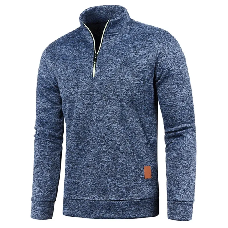 Moletons masculinos meio zíper pulôver masculino manga longa flleece suéter standcollar flocos de neve hoodies roupas masculinas — image 9