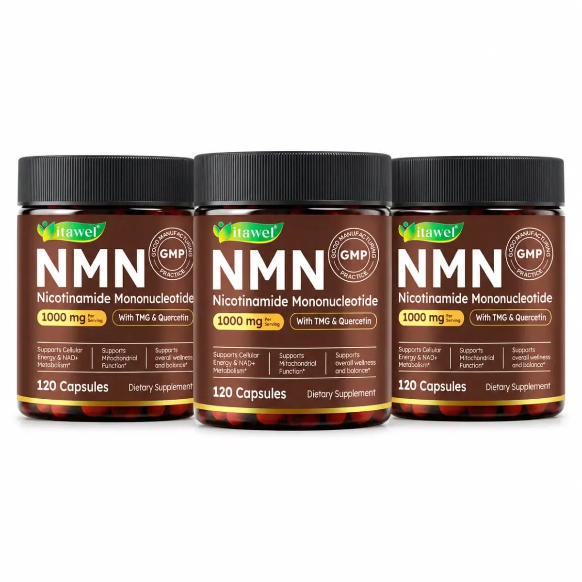 NMN Capsules 1000mg Nicotinamide Mononucleotide NAD+ Cellular Energy TMG Quercetin Resveratrol 120 Vegan Capsules Non-GMO — image 9
