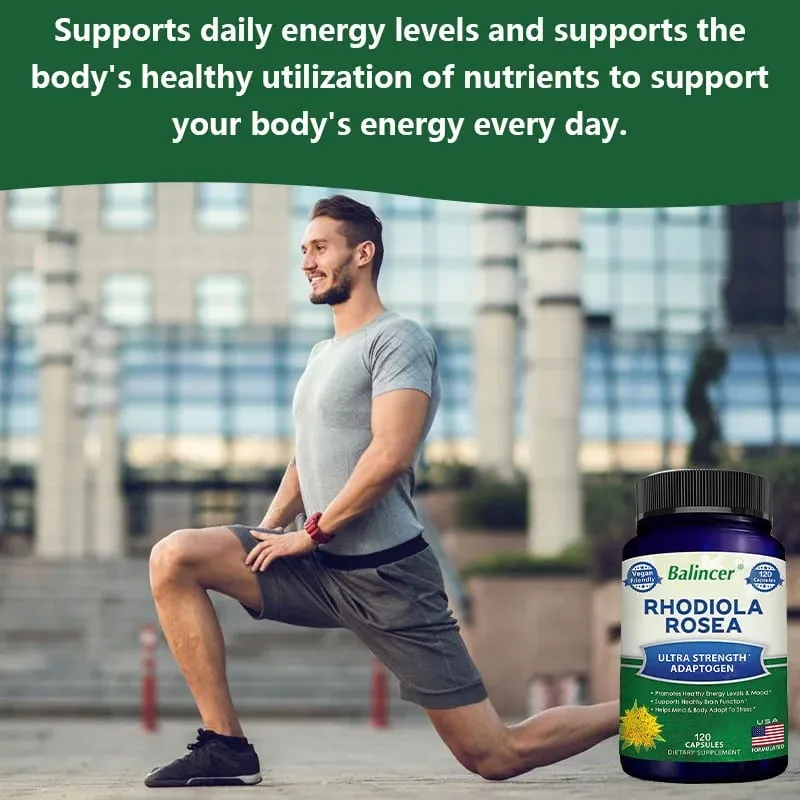 Rhodiola Rosea 1000mg Capsules Natural Herbaceous Plants Stress Relief Energy Mood Focus Support Brain Health Gluten Free — image 3