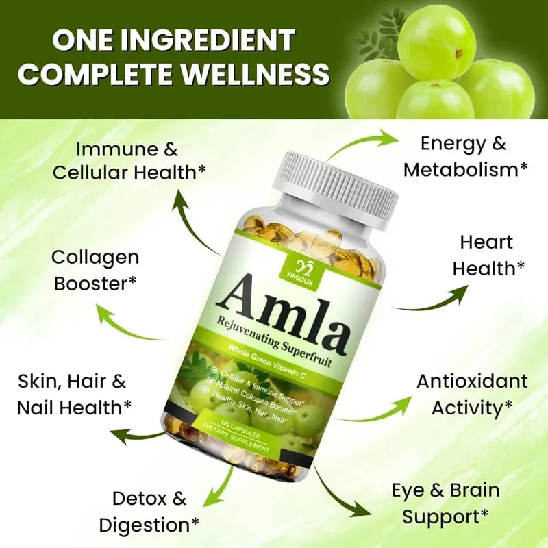 Organic Amla Capsules Support Collagen Fights Free Radicals & Daily Wellness Antioxidant Power for Immunity & Skin Health — image 2