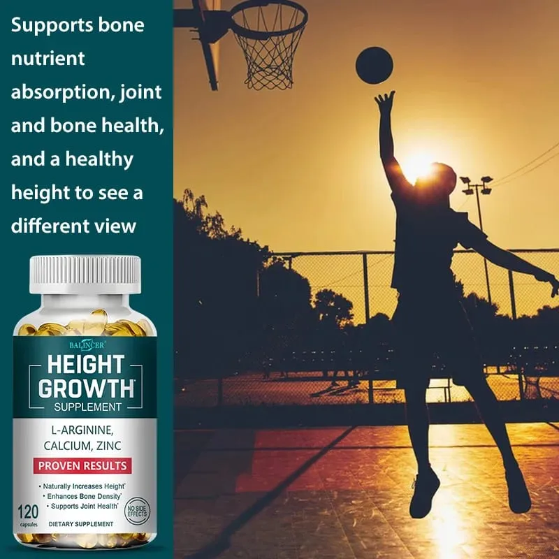 Height Growth Supplements Calcium Vitamin D3 Zinc Bone Strengthening Natural Height Increase for Children Teens Adults — image 5