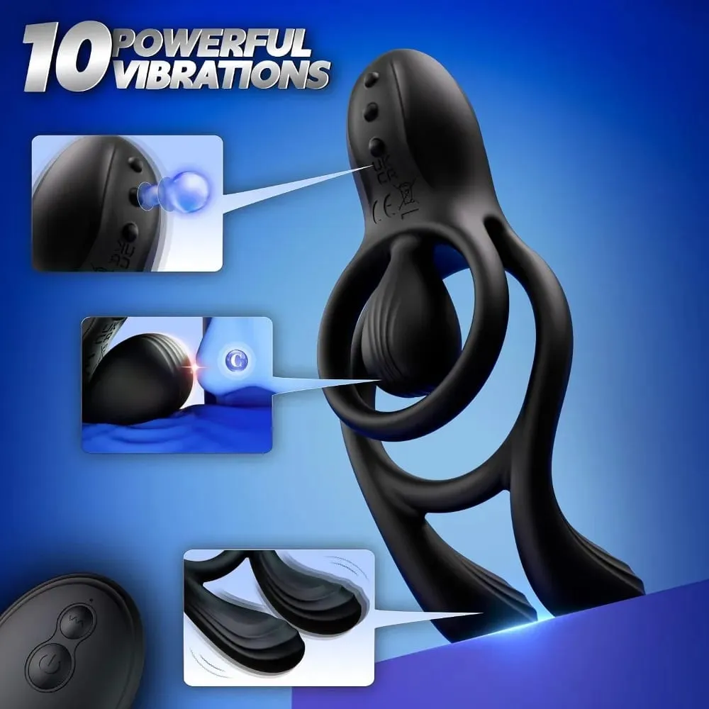 Vibrating Cock Ring for Men Remote Control Penis Ring Ejaculation Delay Chastity Cage Clitoris Stimulation Sex Toy for Couples — image 4