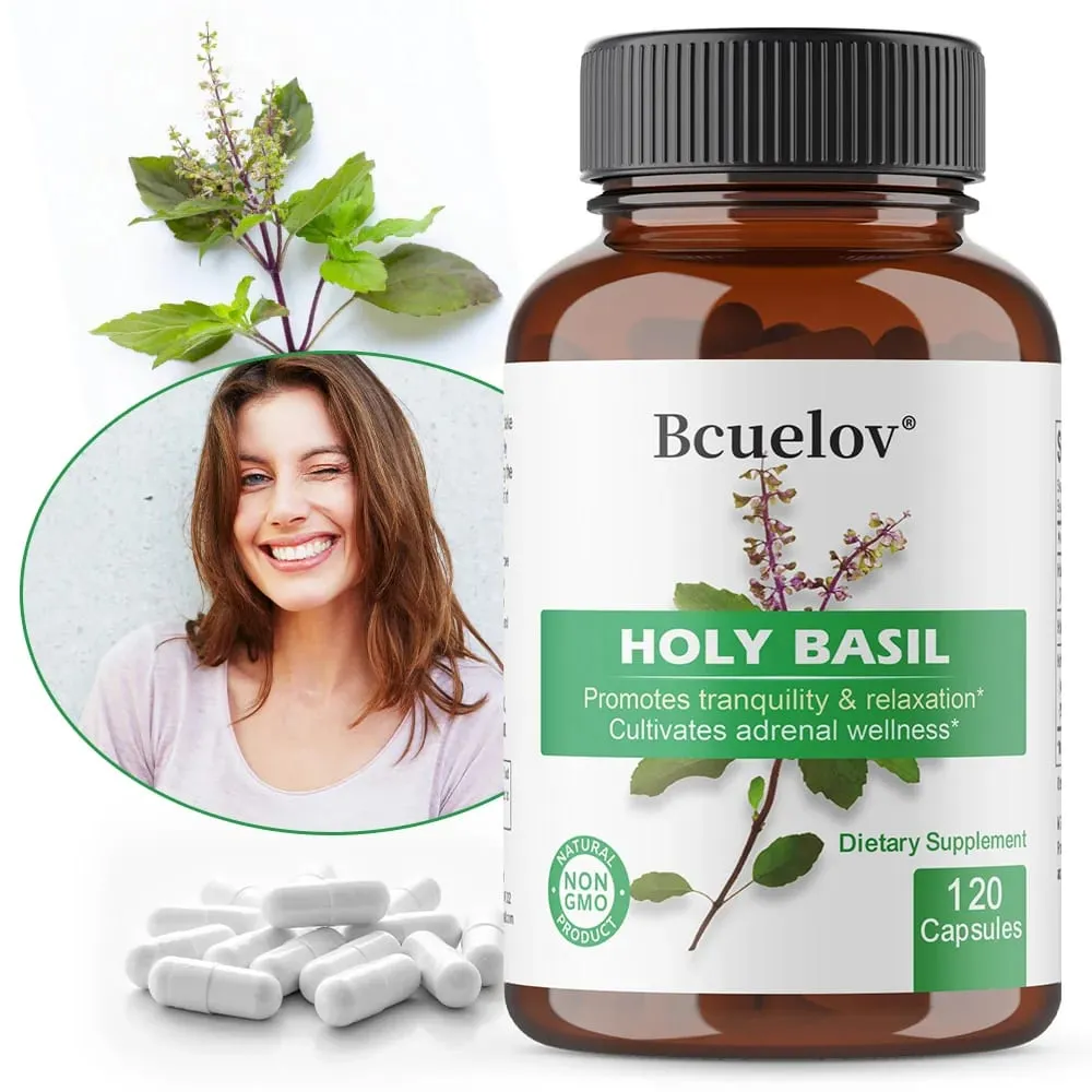 Holy Basil Tulsi Extract Capsules Support Adrenal Immune Respiratory & Daily Calm Wellness Stress & Anxiety Relief — image 2
