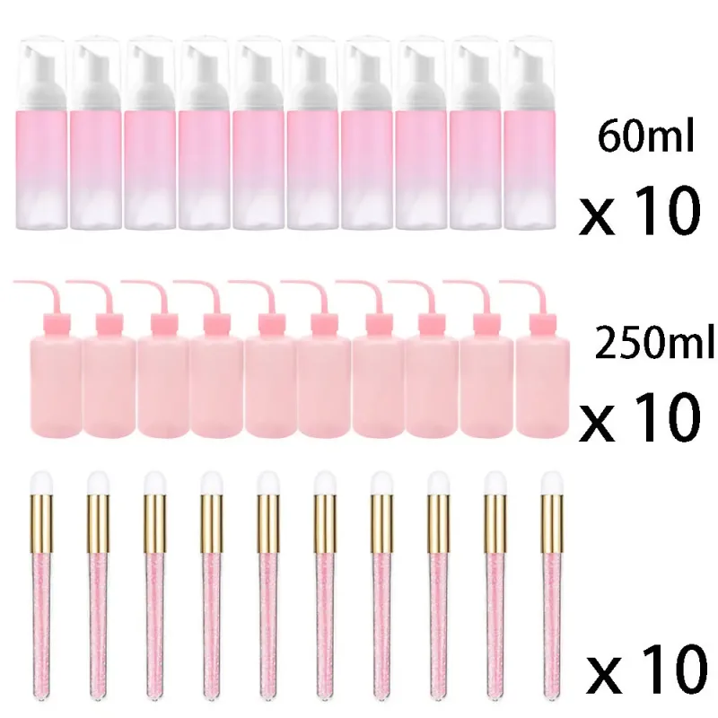 60ml 리필 가능 누출 방지 빈 폼 무스 펌프 병 래쉬 익스텐션 클렌징 키트 소프트 브러시 250ml 린스 병 미용 도구 — image 11
